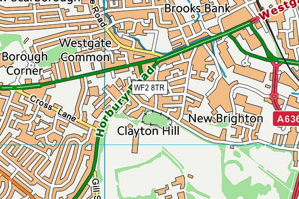 WF2 8TR map - OS VectorMap District (Ordnance Survey) WF2 8TR map - OS VectorMap District (Ordnance Survey)