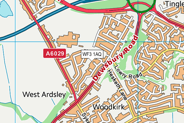 WF3 1AQ map - OS VectorMap District (Ordnance Survey) WF3 1AQ map - OS VectorMap District (Ordnance Survey)