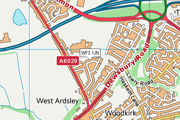 WF3 1JN map - OS VectorMap District (Ordnance Survey) WF3 1JN map - OS VectorMap District (Ordnance Survey)