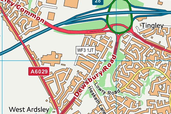 WF3 1JT map - OS VectorMap District (Ordnance Survey) WF3 1JT map - OS VectorMap District (Ordnance Survey)