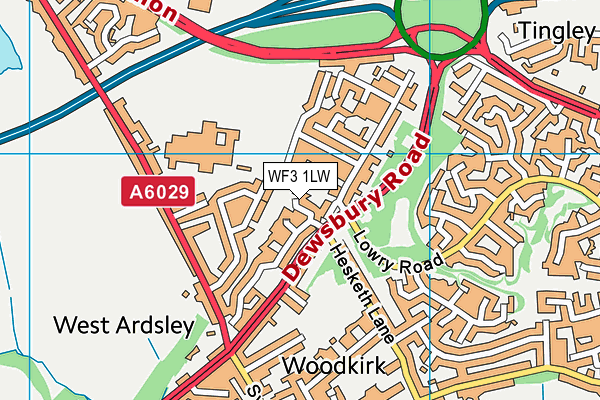 WF3 1LW map - OS VectorMap District (Ordnance Survey) WF3 1LW map - OS VectorMap District (Ordnance Survey)