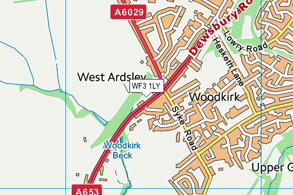 WF3 1LY map - OS VectorMap District (Ordnance Survey) WF3 1LY map - OS VectorMap District (Ordnance Survey)