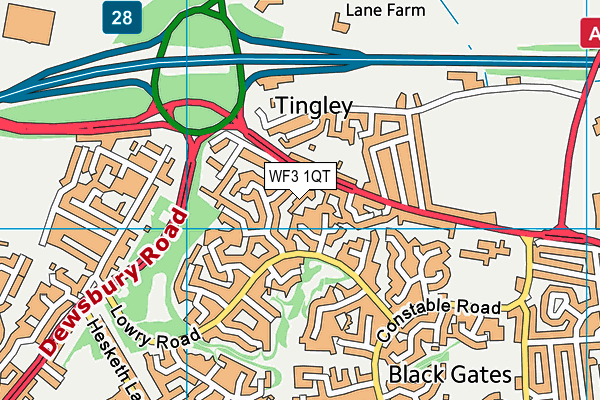 WF3 1QT map - OS VectorMap District (Ordnance Survey) WF3 1QT map - OS VectorMap District (Ordnance Survey)
