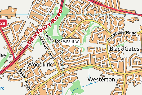 WF3 1UW map - OS VectorMap District (Ordnance Survey) WF3 1UW map - OS VectorMap District (Ordnance Survey)