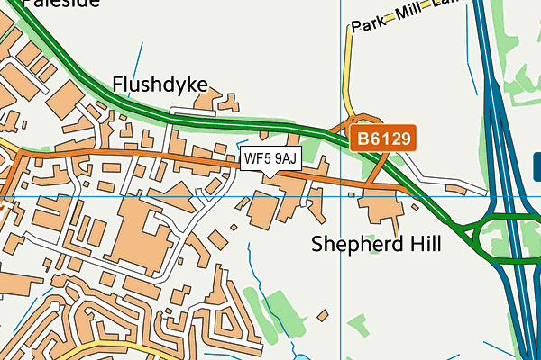 WF5 9AJ map - OS VectorMap District (Ordnance Survey) WF5 9AJ map - OS VectorMap District (Ordnance Survey)