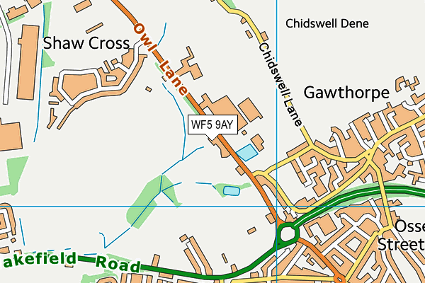WF5 9AY map - OS VectorMap District (Ordnance Survey) WF5 9AY map - OS VectorMap District (Ordnance Survey)