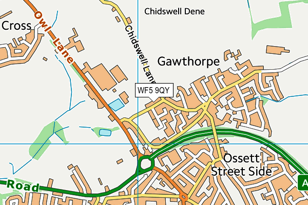WF5 9QY map - OS VectorMap District (Ordnance Survey) WF5 9QY map - OS VectorMap District (Ordnance Survey)