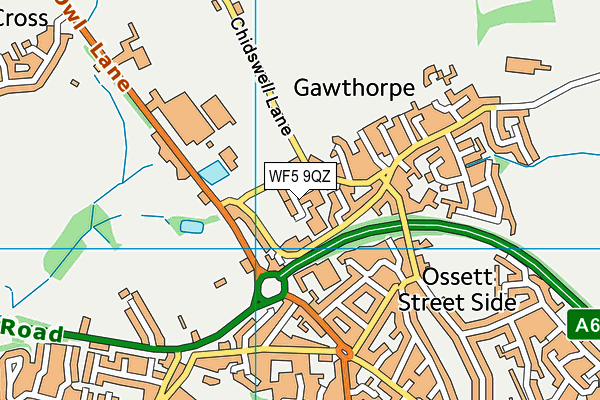 WF5 9QZ map - OS VectorMap District (Ordnance Survey) WF5 9QZ map - OS VectorMap District (Ordnance Survey)