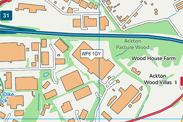 WF6 1GY map - OS VectorMap District (Ordnance Survey) WF6 1GY map - OS VectorMap District (Ordnance Survey)