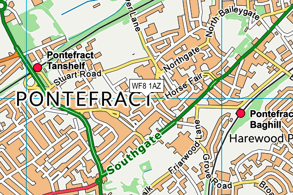 WF8 1AZ map - OS VectorMap District (Ordnance Survey) WF8 1AZ map - OS VectorMap District (Ordnance Survey)