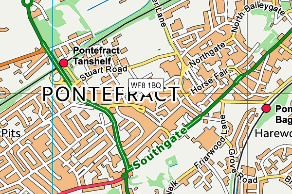WF8 1BQ map - OS VectorMap District (Ordnance Survey) WF8 1BQ map - OS VectorMap District (Ordnance Survey)