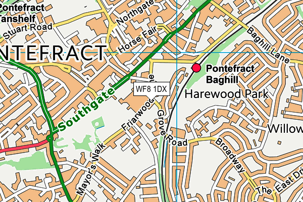 WF8 1DX map - OS VectorMap District (Ordnance Survey) WF8 1DX map - OS VectorMap District (Ordnance Survey)