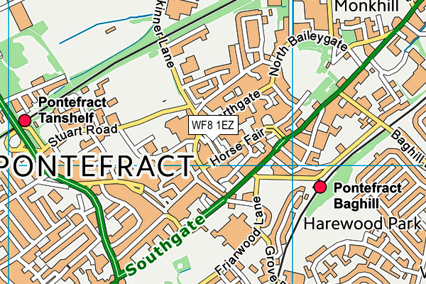 WF8 1EZ map - OS VectorMap District (Ordnance Survey) WF8 1EZ map - OS VectorMap District (Ordnance Survey)