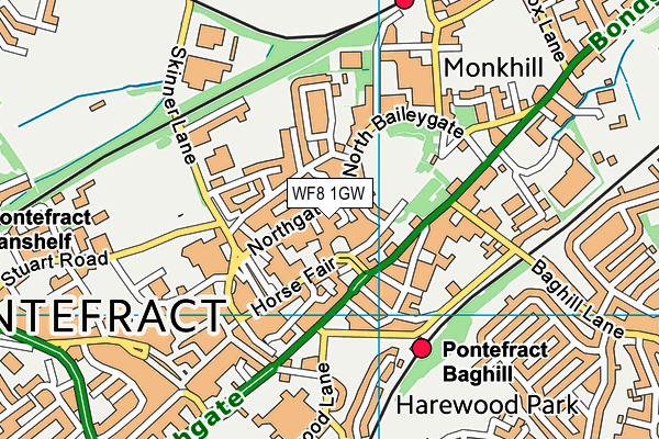 WF8 1GW map - OS VectorMap District (Ordnance Survey) WF8 1GW map - OS VectorMap District (Ordnance Survey)