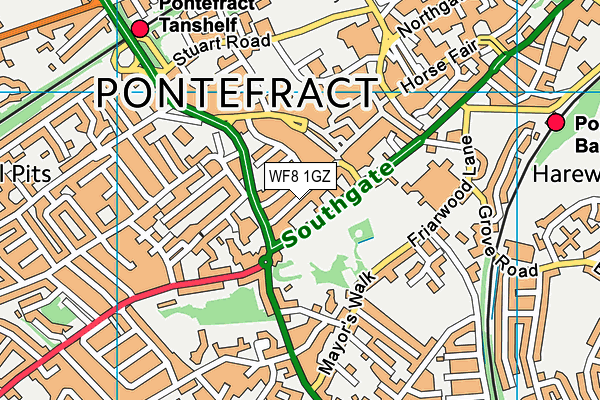 WF8 1GZ map - OS VectorMap District (Ordnance Survey) WF8 1GZ map - OS VectorMap District (Ordnance Survey)