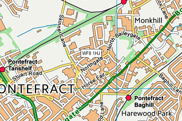 WF8 1HJ map - OS VectorMap District (Ordnance Survey) WF8 1HJ map - OS VectorMap District (Ordnance Survey)