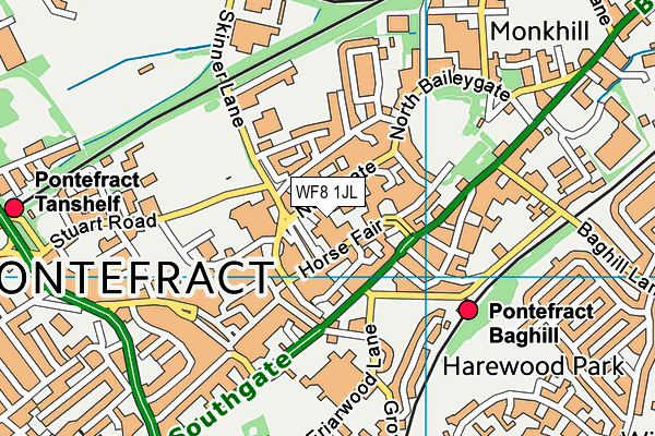 WF8 1JL map - OS VectorMap District (Ordnance Survey) WF8 1JL map - OS VectorMap District (Ordnance Survey)