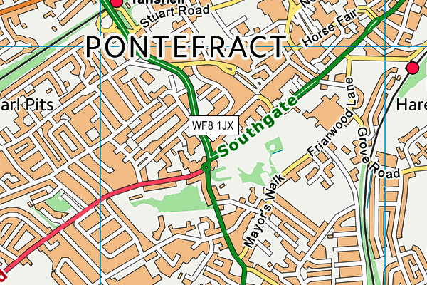 WF8 1JX map - OS VectorMap District (Ordnance Survey)