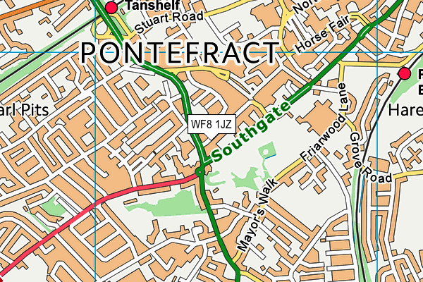 WF8 1JZ map - OS VectorMap District (Ordnance Survey) WF8 1JZ map - OS VectorMap District (Ordnance Survey)