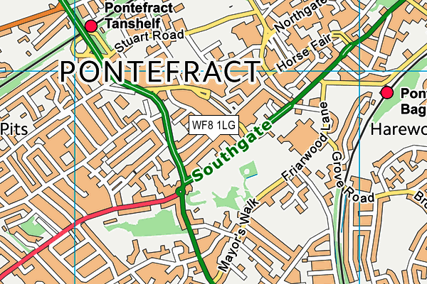 WF8 1LG map - OS VectorMap District (Ordnance Survey) WF8 1LG map - OS VectorMap District (Ordnance Survey)