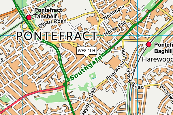 WF8 1LH map - OS VectorMap District (Ordnance Survey) WF8 1LH map - OS VectorMap District (Ordnance Survey)