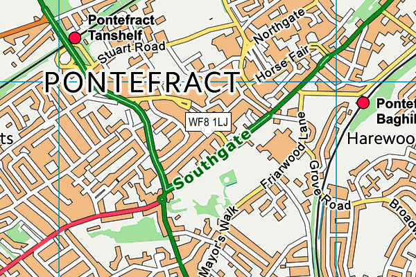 WF8 1LJ map - OS VectorMap District (Ordnance Survey) WF8 1LJ map - OS VectorMap District (Ordnance Survey)