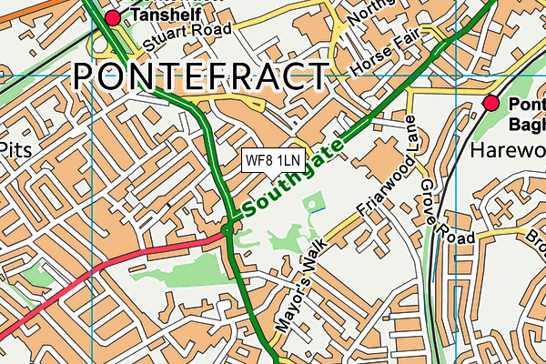 WF8 1LN map - OS VectorMap District (Ordnance Survey)