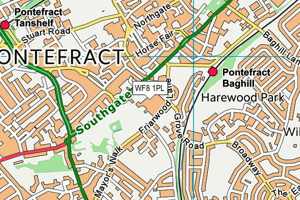 WF8 1PL map - OS VectorMap District (Ordnance Survey) WF8 1PL map - OS VectorMap District (Ordnance Survey)