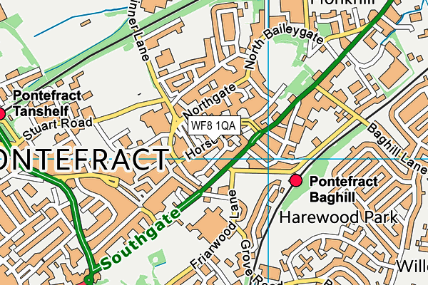 WF8 1QA map - OS VectorMap District (Ordnance Survey) WF8 1QA map - OS VectorMap District (Ordnance Survey)