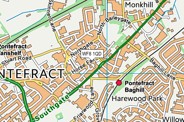 WF8 1QD map - OS VectorMap District (Ordnance Survey) WF8 1QD map - OS VectorMap District (Ordnance Survey)