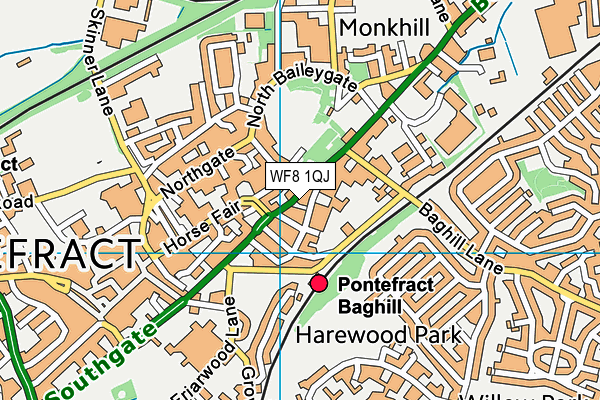 WF8 1QJ map - OS VectorMap District (Ordnance Survey) WF8 1QJ map - OS VectorMap District (Ordnance Survey)