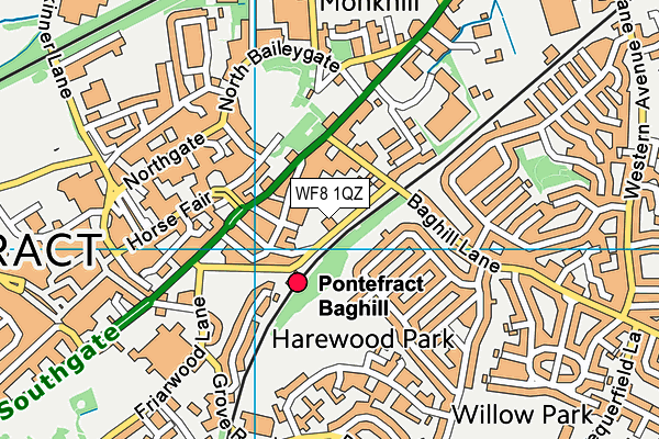WF8 1QZ map - OS VectorMap District (Ordnance Survey) WF8 1QZ map - OS VectorMap District (Ordnance Survey)