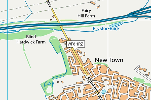 WF8 1RZ map - OS VectorMap District (Ordnance Survey) WF8 1RZ map - OS VectorMap District (Ordnance Survey)