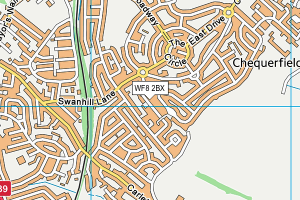 WF8 2BX map - OS VectorMap District (Ordnance Survey) WF8 2BX map - OS VectorMap District (Ordnance Survey)