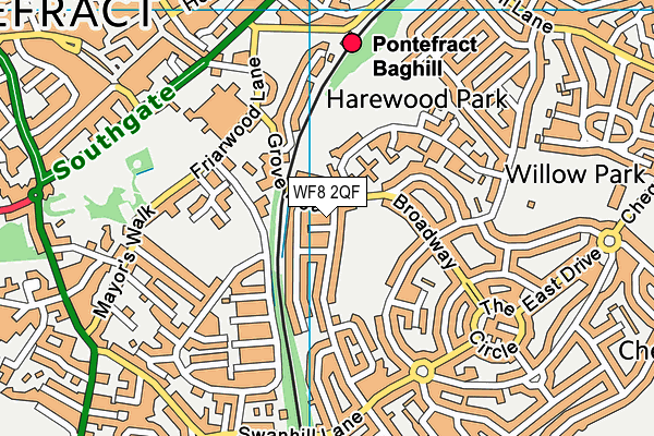 WF8 2QF map - OS VectorMap District (Ordnance Survey) WF8 2QF map - OS VectorMap District (Ordnance Survey)