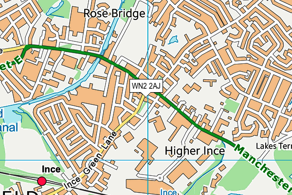 WN2 2AJ map - OS VectorMap District (Ordnance Survey)