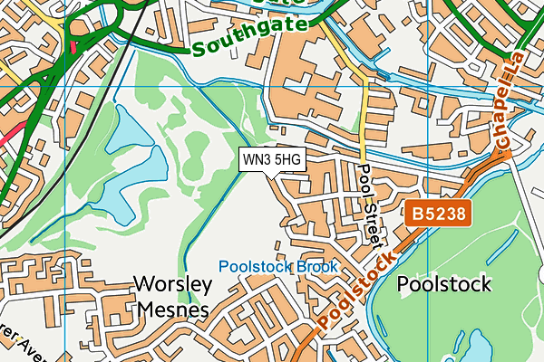 WN3 5HG map - OS VectorMap District (Ordnance Survey) WN3 5HG map - OS VectorMap District (Ordnance Survey)