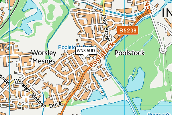 WN3 5UD map - OS VectorMap District (Ordnance Survey)