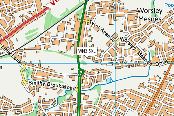 WN3 5XL map - OS VectorMap District (Ordnance Survey) WN3 5XL map - OS VectorMap District (Ordnance Survey)