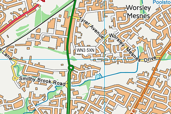 WN3 5XN map - OS VectorMap District (Ordnance Survey) WN3 5XN map - OS VectorMap District (Ordnance Survey)