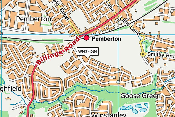 WN3 6GN map - OS VectorMap District (Ordnance Survey)