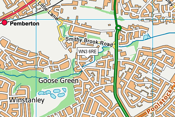 WN3 6RE map - OS VectorMap District (Ordnance Survey)