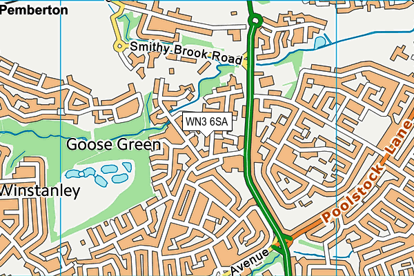 WN3 6SA map - OS VectorMap District (Ordnance Survey) WN3 6SA map - OS VectorMap District (Ordnance Survey)