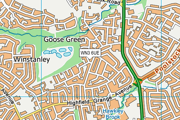 WN3 6UE map - OS VectorMap District (Ordnance Survey)