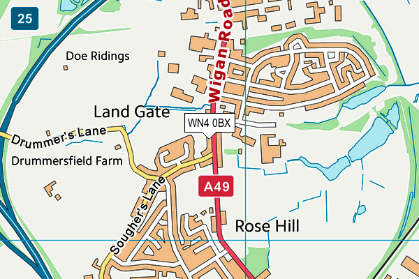 WN4 0BX map - OS VectorMap District (Ordnance Survey)