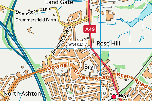 WN4 0JZ map - OS VectorMap District (Ordnance Survey) WN4 0JZ map - OS VectorMap District (Ordnance Survey)