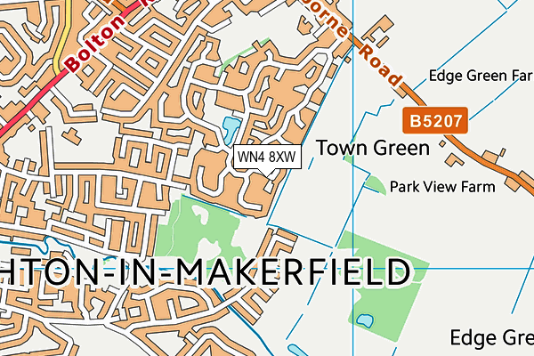 WN4 8XW map - OS VectorMap District (Ordnance Survey)