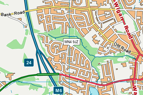 WN4 9JZ map - OS VectorMap District (Ordnance Survey) WN4 9JZ map - OS VectorMap District (Ordnance Survey)