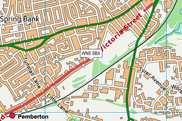 WN5 9BX map - OS VectorMap District (Ordnance Survey)