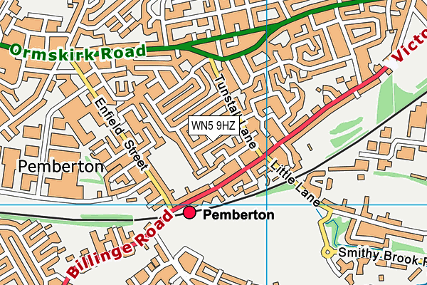WN5 9HZ map - OS VectorMap District (Ordnance Survey)